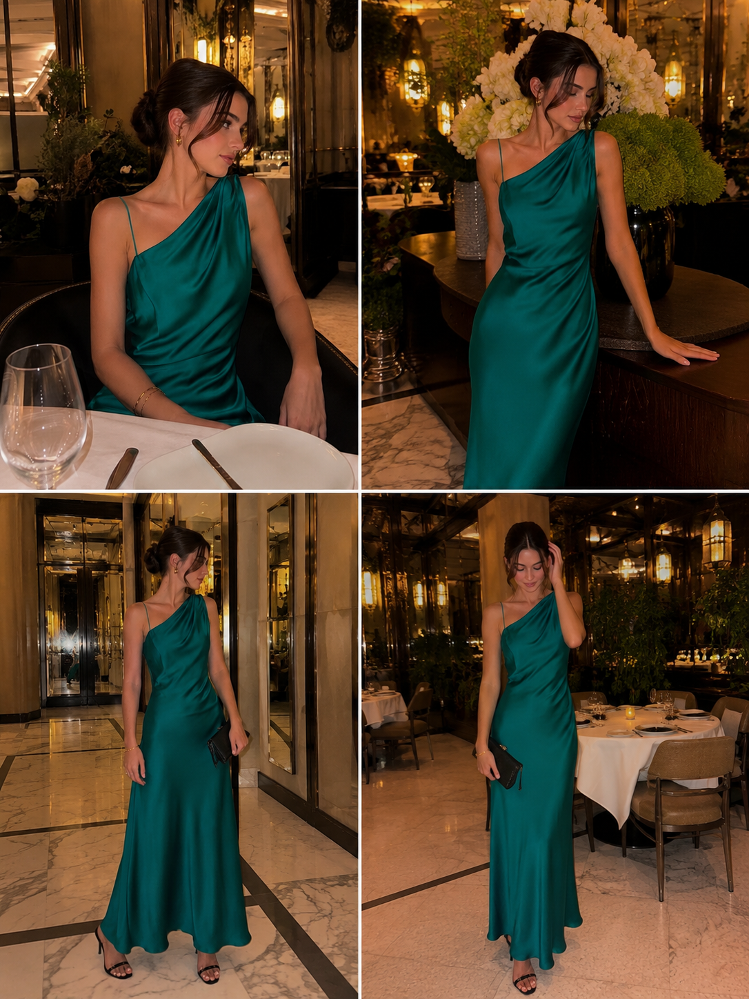 Green satin dress 🤍