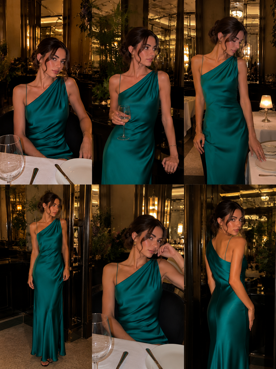 Green satin dress 🤍
