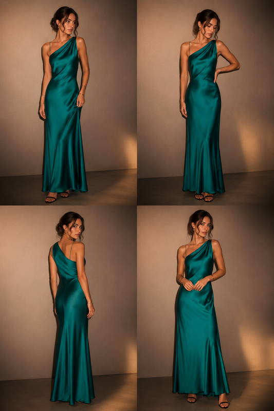 Green satin dress 🤍