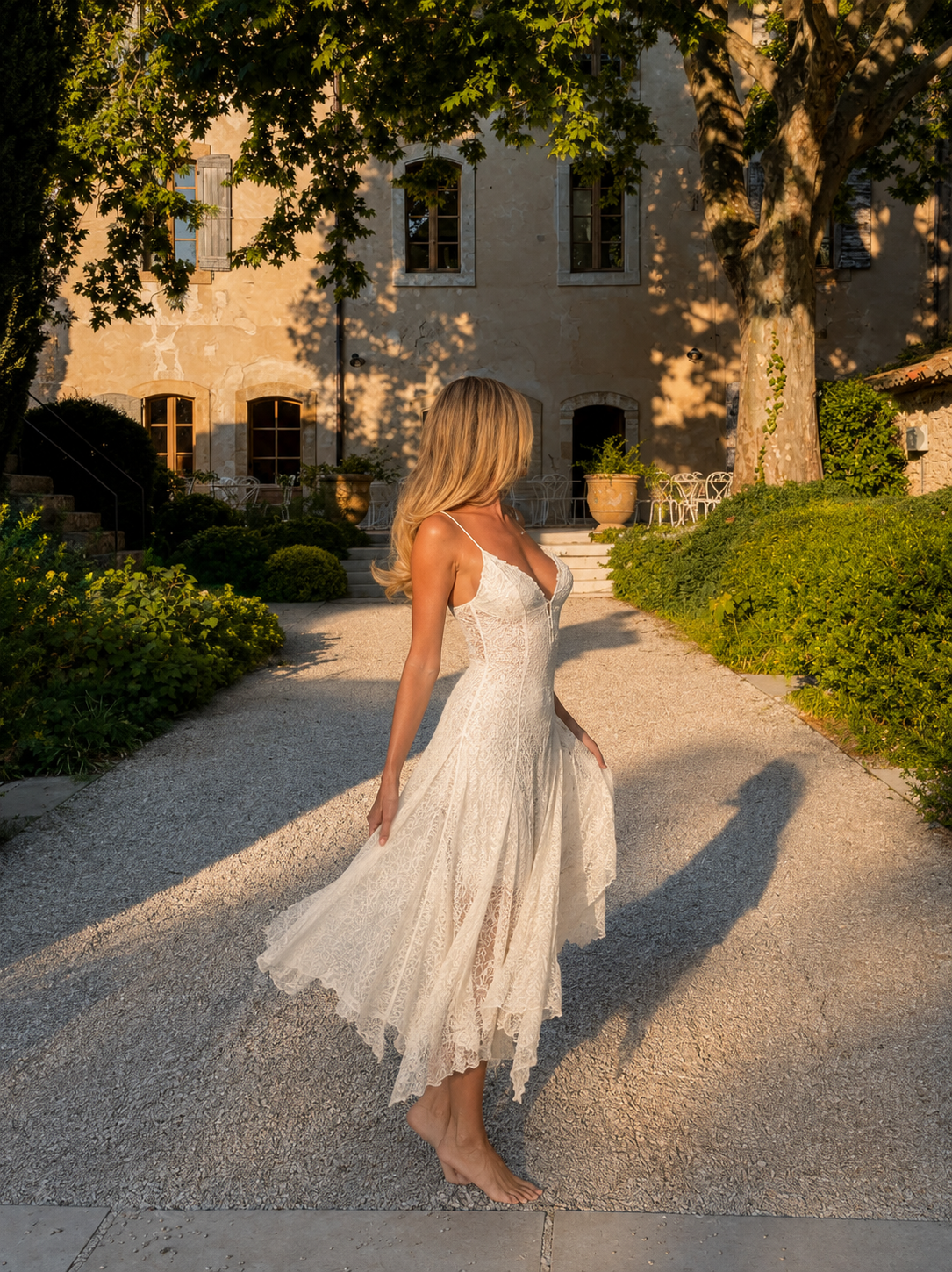 White Lace Midi Dress.