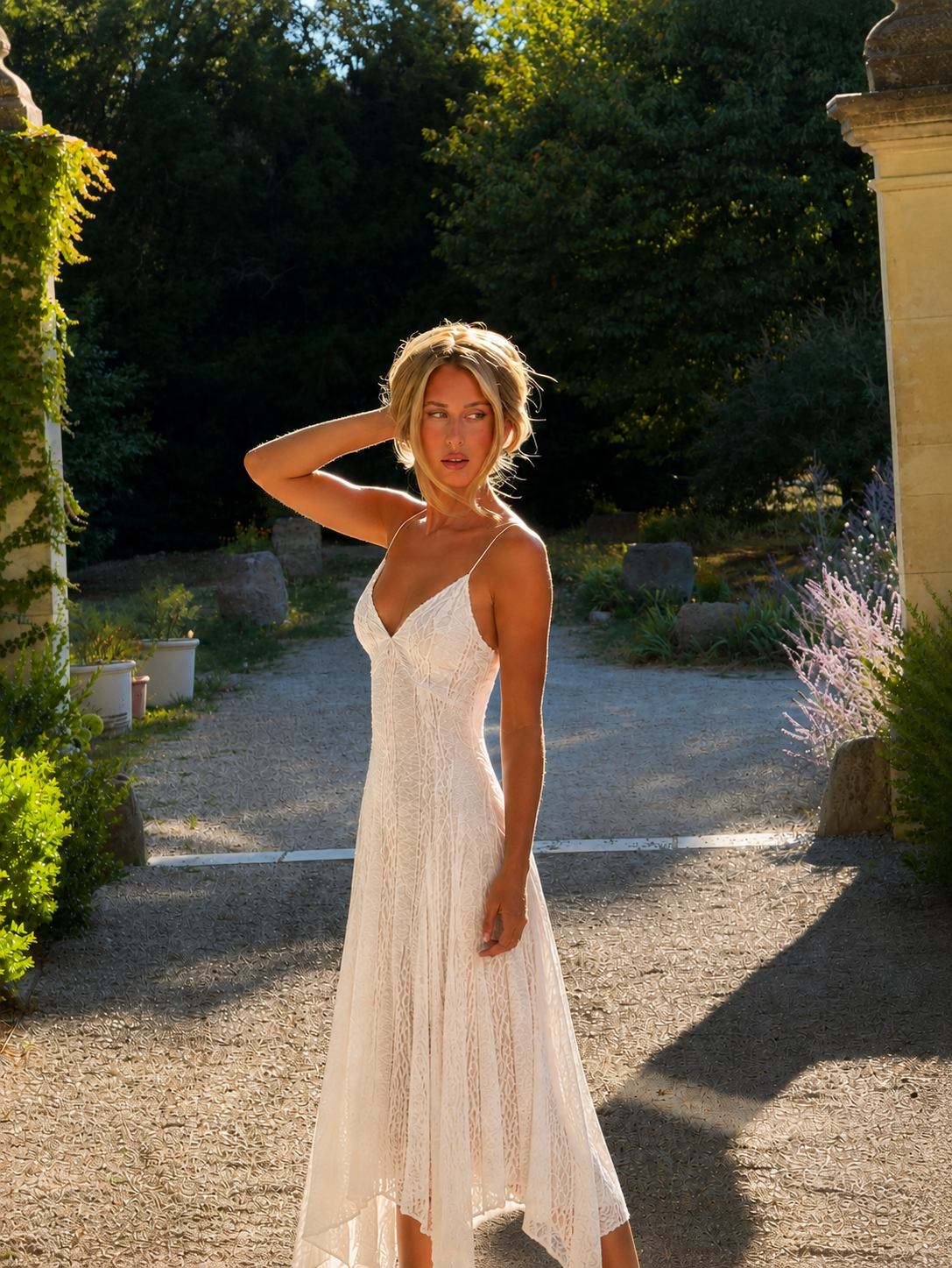 White Lace Midi Dress.
