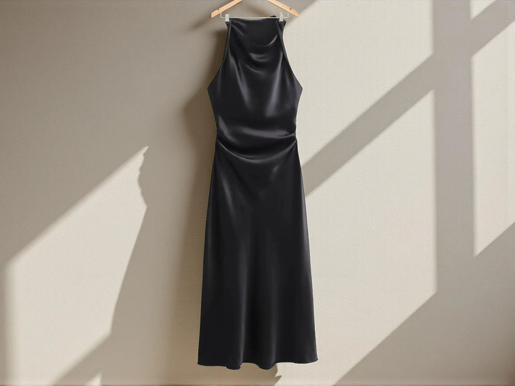 Youmi black satin dress