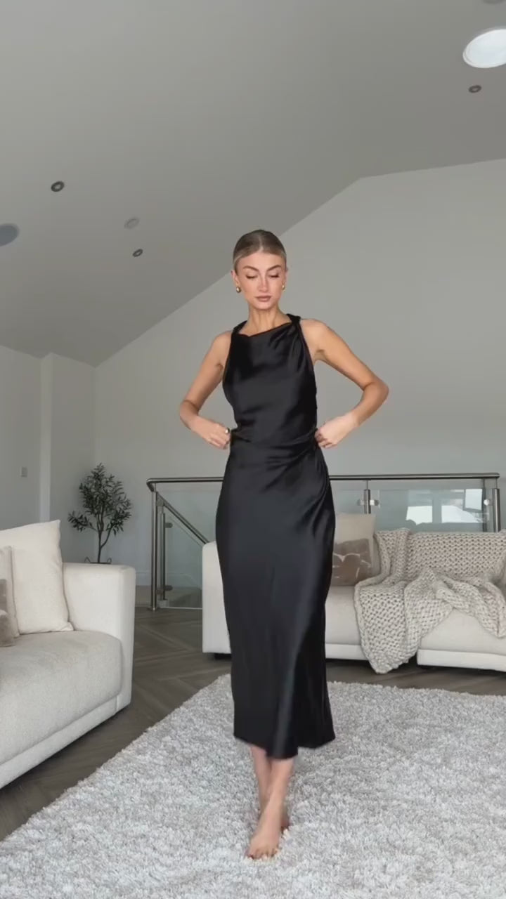 Youmi black satin dress