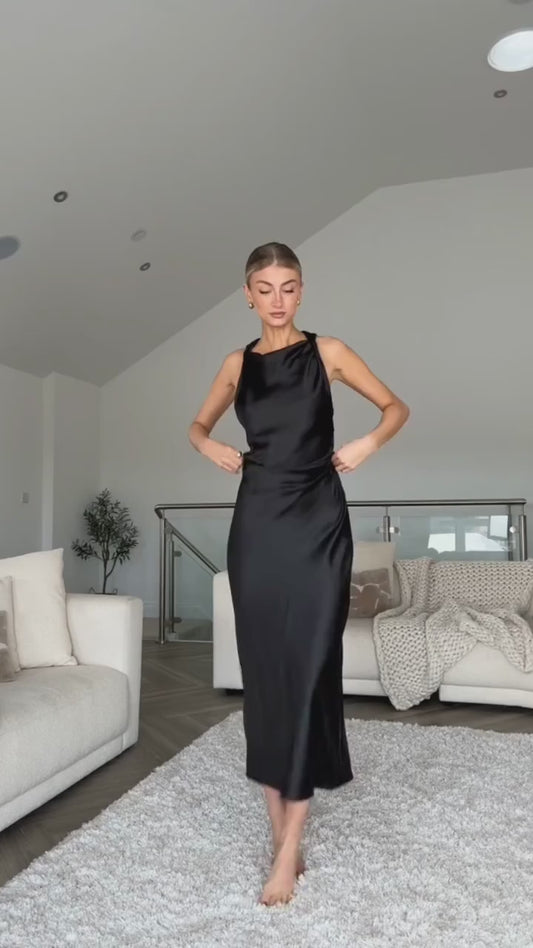 Youmi black satin dress